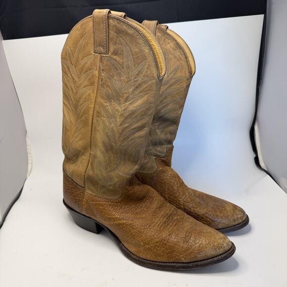 Justin Boots Calf Skin Style # 2012 Cowboy Ranch Boots Men’s 11.5 D Embroidered main image 10